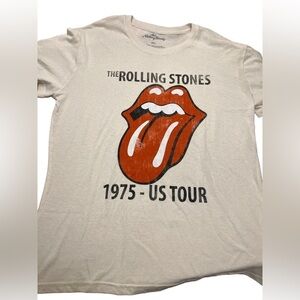 the Rolling Stones Beige Tank Top with Red Tongue Graphic